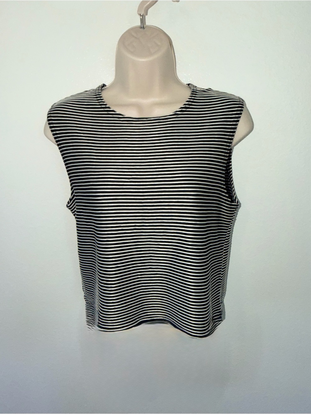 Jaipur Black and White Striped Sleeveless Tank